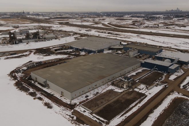 Aerial photo of the organics processing facility